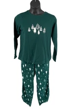 Cuddl Duds Jersey & MicroFleece Women's Pajama Set Evergreen