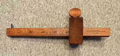 Vintage 6'' Wood Stanley No 61 Ruler Marking Gauge Scribe Useable Free Shipping.