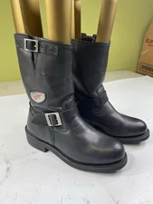 Red Wing 968 Black Leather Engineer Strap Motorcycle Biker Work Boots Men's 9D