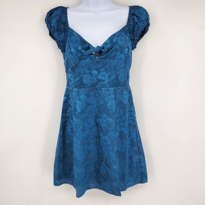 NWT Mi Ami For Francesca's Jacquard Babydoll Top Puff Sleeve Mini Dress Small