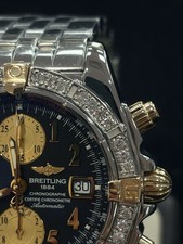 Breitling B13356 Chronomat Evolution Two Tone 1.60ctw Diamond Bezel Watch B & P 5