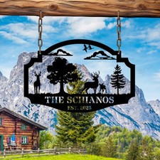 Custom Cabin Metal Sign, Personalized Lakehouse Sign, Hunting Cabin Metal Sign