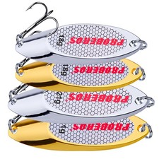 5pcs Metal Spoon Fishing Lure Bass Bait Stainless Steel Split Ring Treble Hooks