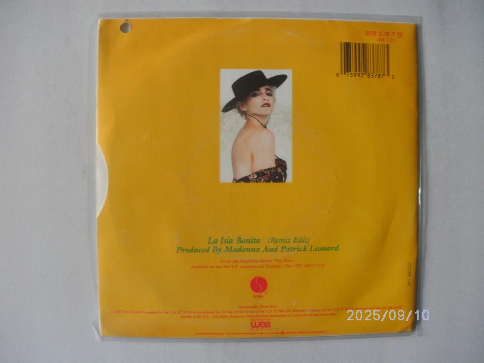 7" Single : Madonna – La Isla Bonita (Remix + instrumental)  1987 - Bild 2 von 3