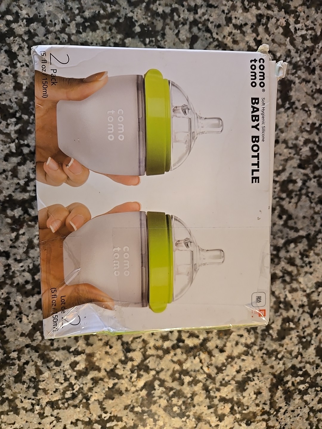 Comotomo  5oz. Natural Feel Baby Bottle - Green, 2 Pieces