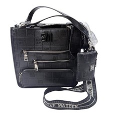 Steve Madden BMezza Large Messenger Logo Crossbody Black w/ Coin Purse Y2K NWT