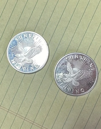 2) Lot of Two (2) Half Ounce .999 Fine Silver Rounds Sunshine Mint 1 T Oz Total