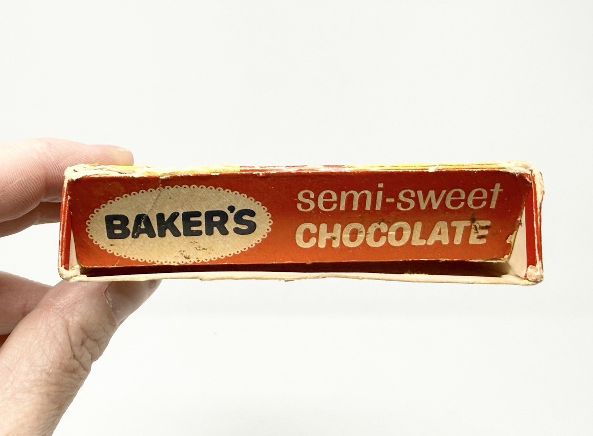 Vintage Baker's Semi-Sweet Chocolate Advertising Box Yellow Red