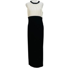 Lauren Ralph Lauren women's dress evening gown halter 12 black cream beaded maxi