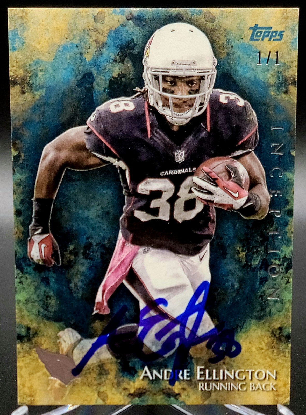 Andre Ellington 1/1 With Hand Signed On Card Autograph. 2014 Topps Inception