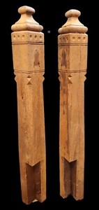 Pair Of Solid Oak Eastlake Style Newel Posts GAM0251