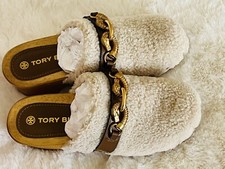 Tory Burch JESSA SHEARLING CLOG WOMENS LEATHER MULE CLOGS - Size 5.5
