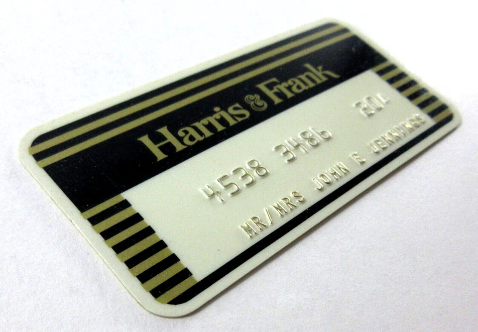 Tarjeta de crédito vintage Harris & Frank Clothing Store del sur de California años 70-80 Foto 3 de 4