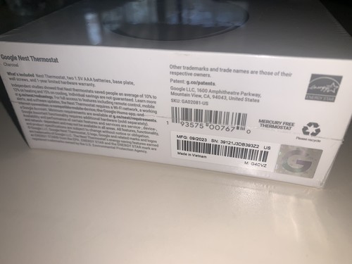 SEALED Google Nest Smart Thermostat Charcoal G4CVZ BRAND NEW SHIP2DAY - Picture 4 of 8