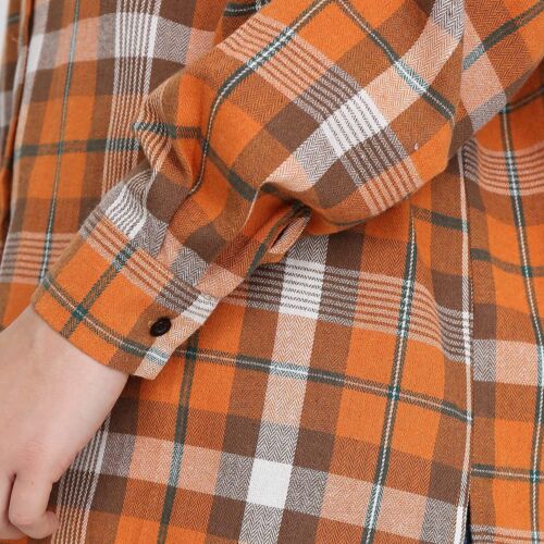 Women's Brushed Check Oversized Button Down Shirt Long Sleeve 