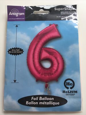 Anagramm Folienballon Geburtstag Zahl 6 34 cm rosa