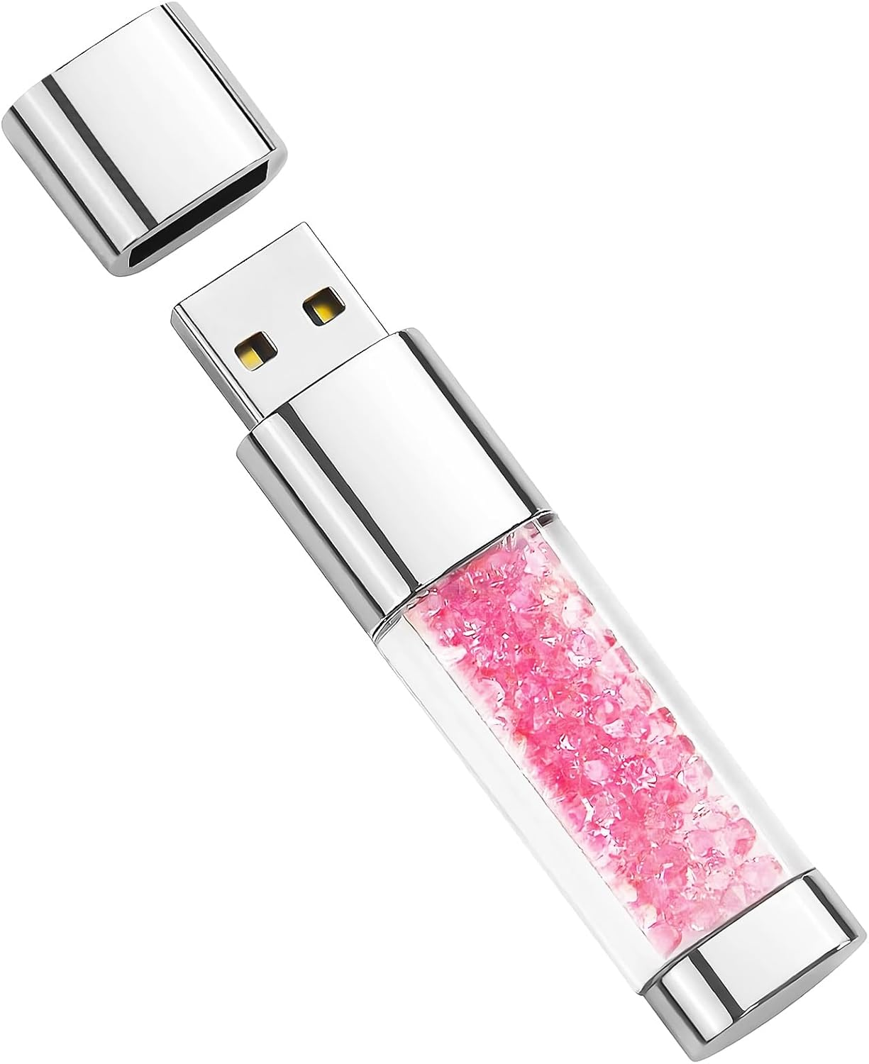 USB Flash Drive 32GB, Borlterclamp Cute Pink Crystal Thumb Drive Novelty Pen Dri-image