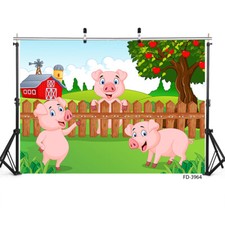 Three Little Pigs Farm Birthday Banner Photography Backgrounds Party Backdrops