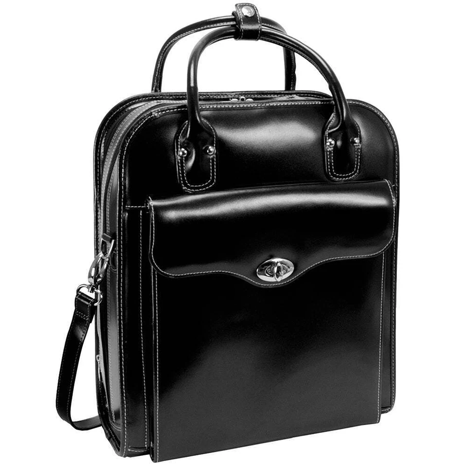 Calzoncillo para computadora portátil McKlein Melrose de 15" de cuero con ruedas verticales para dama Foto 2 de 4