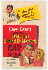 EVERY GIRL SHOULD BE MARRIED MOVIE POSTER Linenbacked FINE 27x41 CARY GRANT 1948