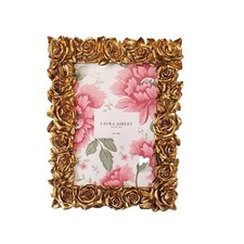 Laura Ashley Photo Frame Full Bloom Roses Deep Metallic Gold Fits 4x6 Picture