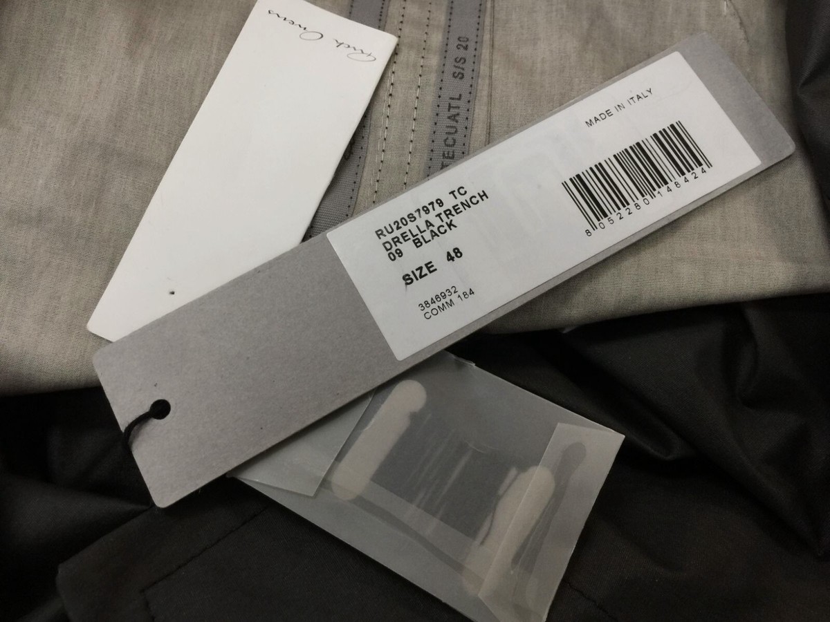 $3090 Rick Owens Men's Gray Drella Trench Coat Jacket Size IT 48