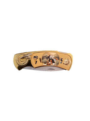 Collector's Lock Back 3'' Blade Stainless Steel Folding Knife Wolves/Deer