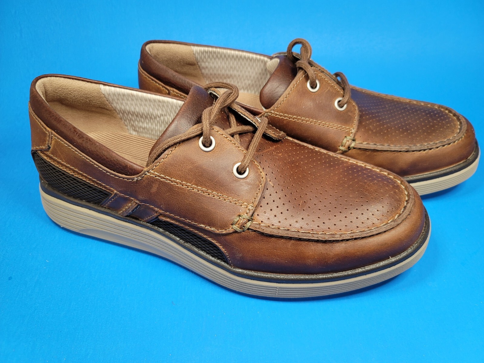 SAOLA Clarks Boat Deck Shoe Nautical Unstructured Natural Brown Leather Men's 8 M