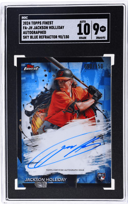 2024 Topps Finest Jackson Holliday Auto Sky Blue Refractor 2024 Topps Finest Jackson Holliday Auto Sky Blue Refractor