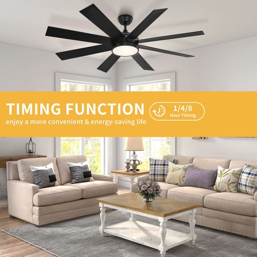 Modern Ceiling Fan Light & Remote Control LED Chandelier Lamp 6 Speeds 60 Inch - Picture 4 of 10
