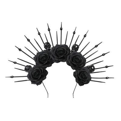 Halloween Skull Headband Cosplay Dress  Accessories Goth Queen Hair4525