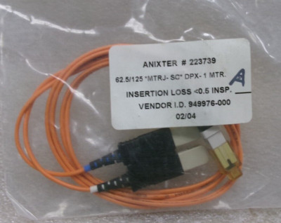 ANIXTER #223739 CORNING OPTICAL CABLE OM1 (62.5/125) MTRJ-SC DPX- 1 Meter  #695B