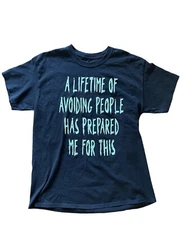 Spencer’s Brand Black Unisex Tee Shirt A Lifetime Of Avoiding People Size L