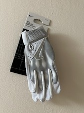 NEW Nike Alpha Elite White Platinum Silver Baseball Batting Gloves Men  s Size XL