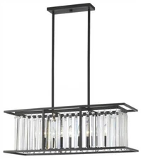 Z-Lite 439-32BRZ Monarch 5 Light 32" Wide Crystal Linear Chandelier Bronze