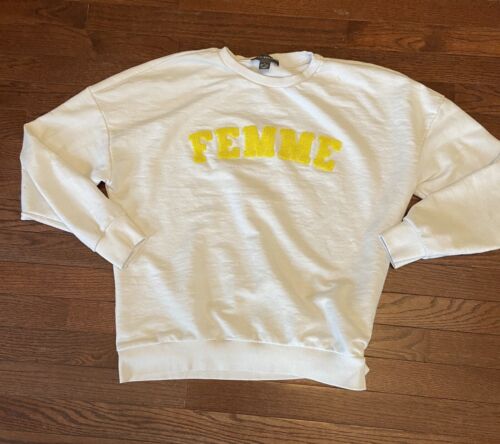 Primark Women’s White Sweatshirt Femme Graphic Print Size Small