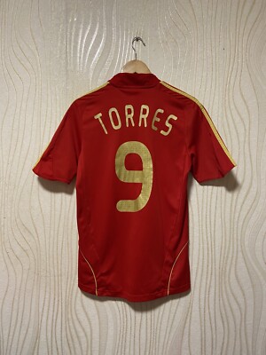SPAIN 2008 2009 HOME SHIRT JERSEY ADIDAS 614398 sz S MEN RED #9