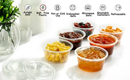 [2 Ounce, 500 Sets] Plastic Portion Cups with Lids Disposable Plastic Cups - Picture 4 of 9