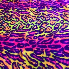 Neon Rainbow Cheetah Leopard Faux Fur Fabric 62" By The Half or Full Yard