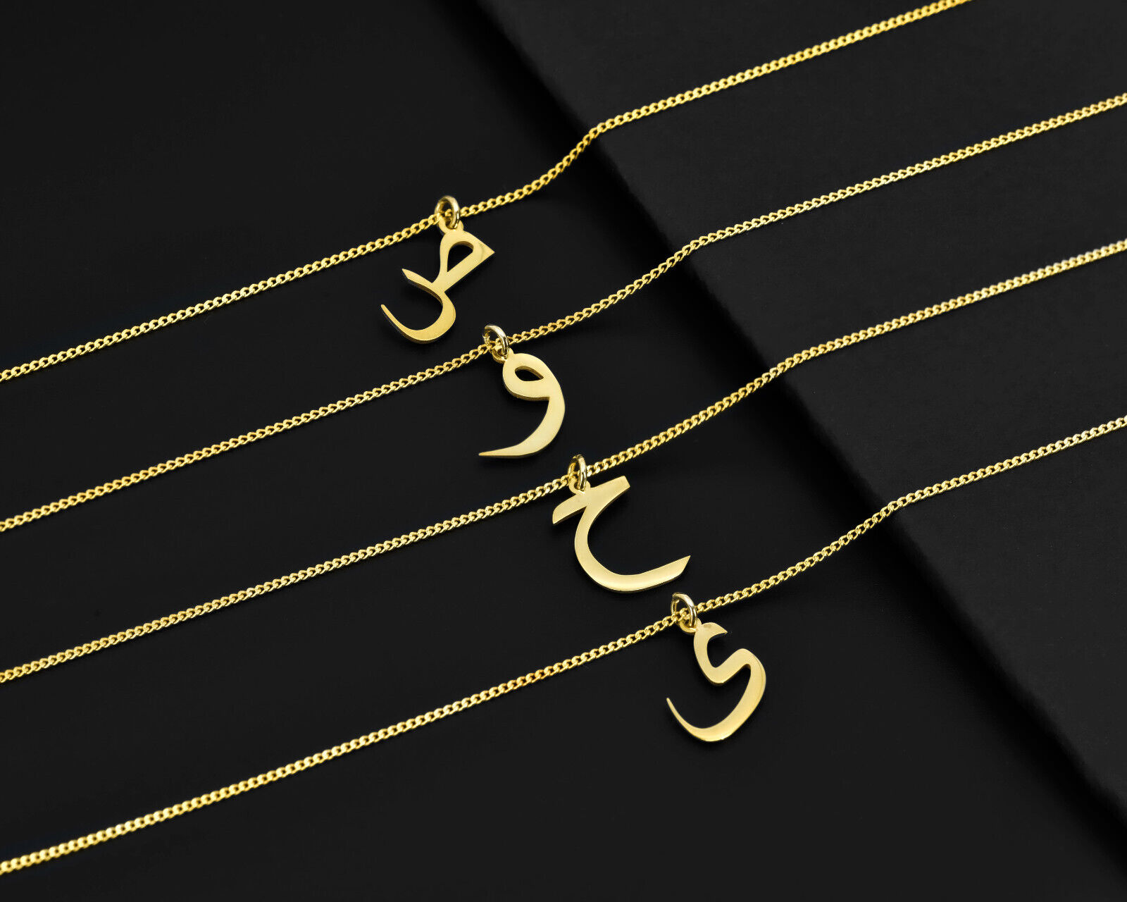 Arabic Initial Gold Necklace - Burst of Arabia