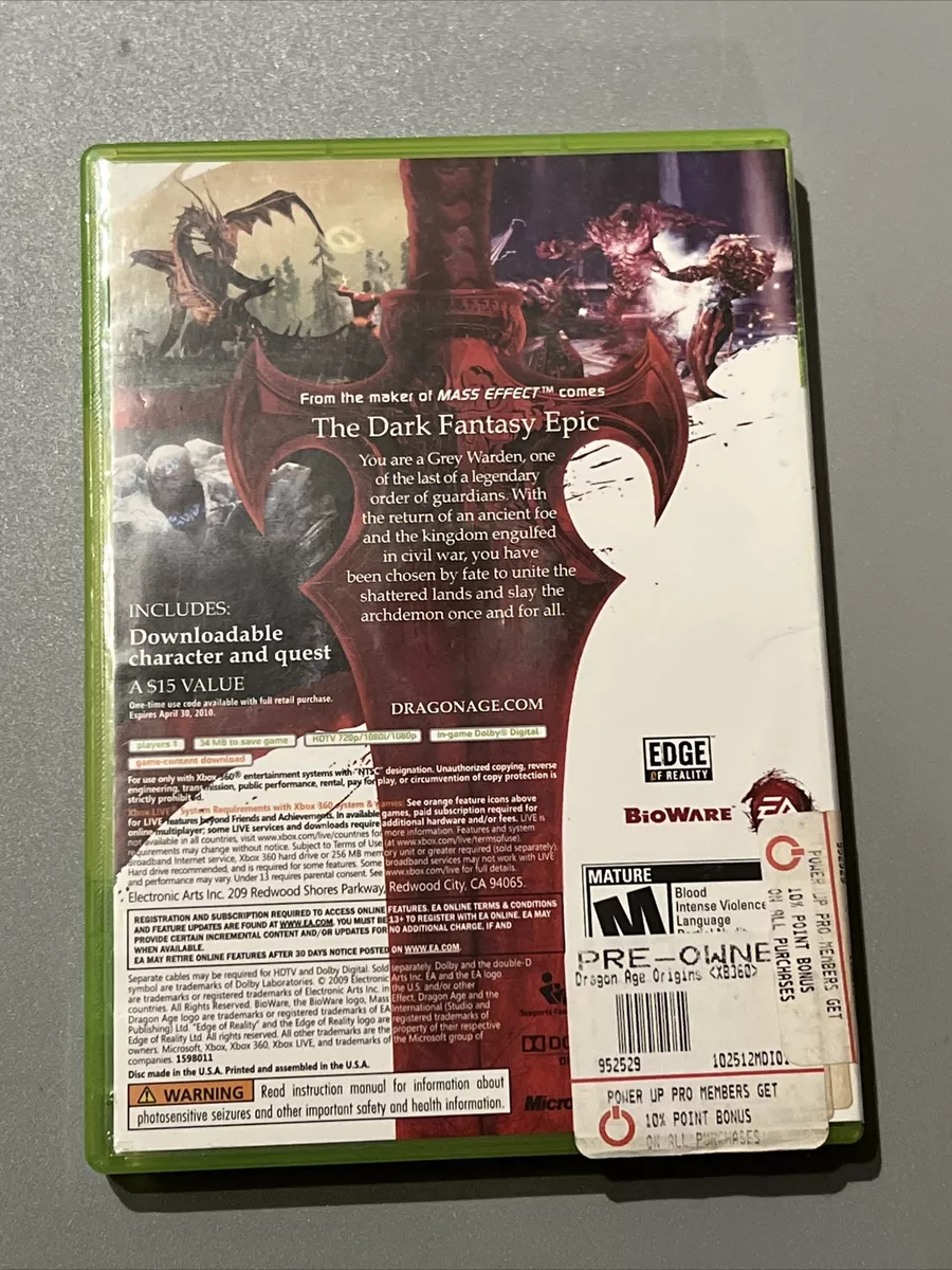 Dragon Age Origins (Microsoft Xbox 360) Original Release Complete  Excellent! 14633159806