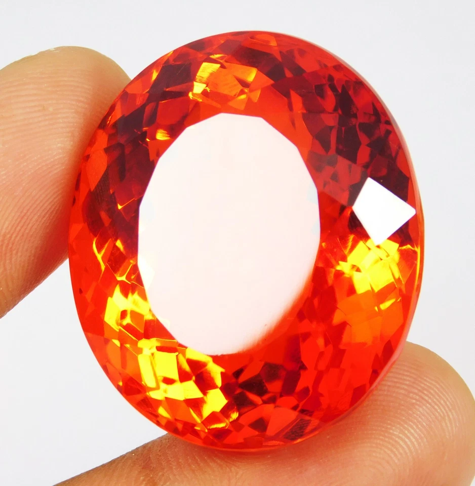 认证 140.05 克拉墨西哥火蛋白石红色橙色椭圆形切割天然宝石巨大 — 第 4/4 张图片