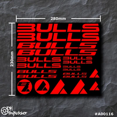Bulls Sticker Rot | Aufklebersatz Set Fahrrad eBike BMX MTB Rahmen