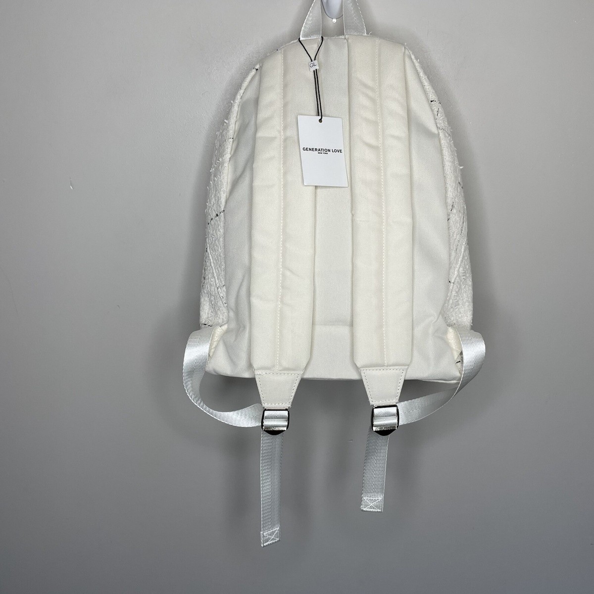 New Generation love, Tweed backpack cream/white GENERATION LOVE Backpack Ivory Tweed Windowpane Eden NEW  main image 3