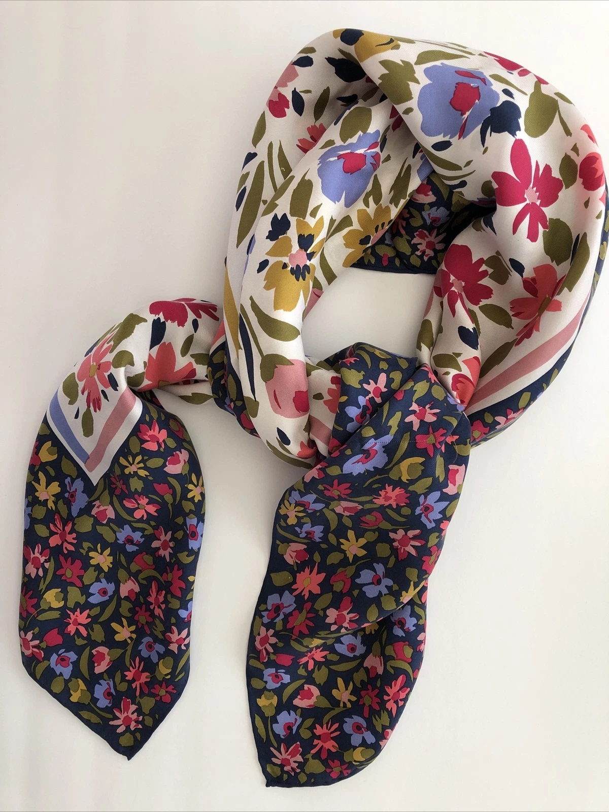 Christian Fischbacker Woman’s Colorful Silk Floral Scarf/Shawl 34” Square