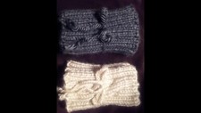 BOOT CUFFS 2 LEG WARMERS KNIT CHARCOAL CREAM THICK 7  