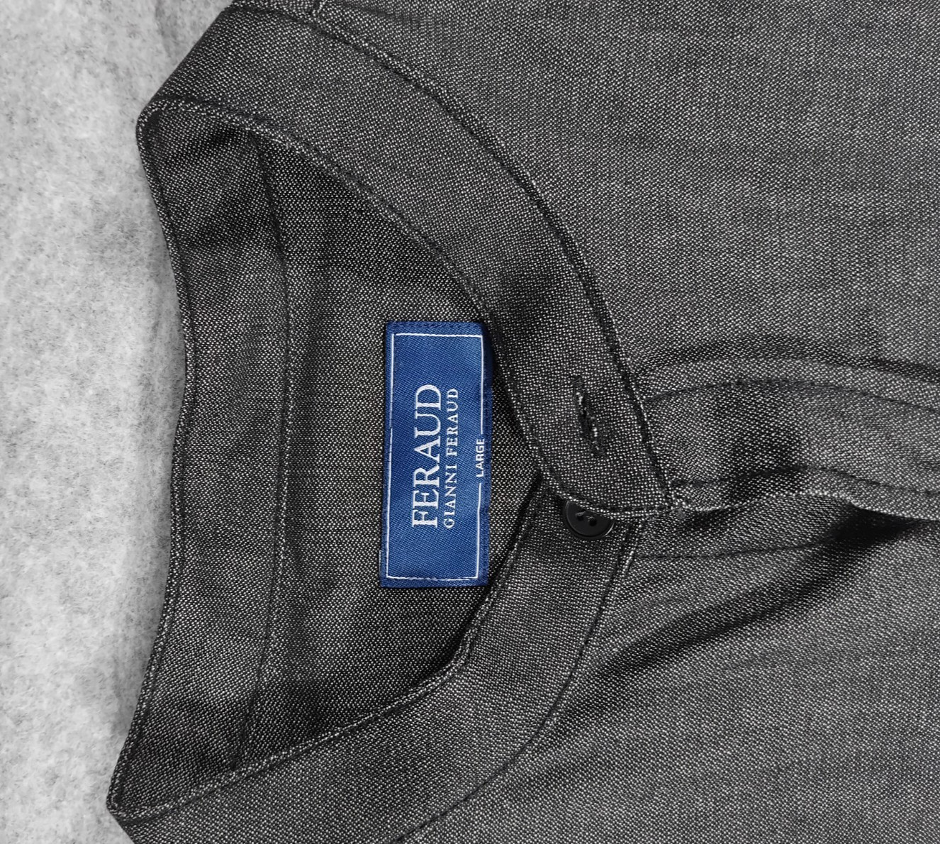 Men's Gianni Feraud  Raw Black Coller Long Sleeve Large Shirt K5x image 2