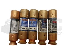 LOT OF 5 FUSETRON FRN-R 15 TIME DELAY FUSE 15A