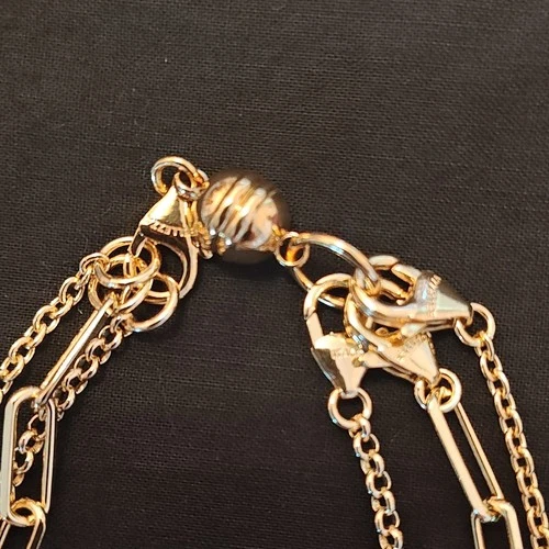 Bellezza Italy Layered Gold Tone Multi-Chain individual linked neclace  18in image 4