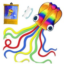 Soft Octopus Kite for Kids and Audlts-Large Kite with 200ft Flying Rainbow